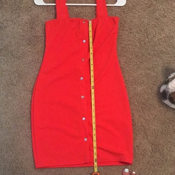 Boohoo Popper Front Square Neck Bodycon Dress - Picture 9 of 9